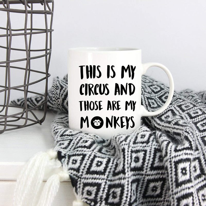 5Aup Christmas Gifts Funny Quote Coffee Mug, This Is My Circus and Those Are My Monkeys Novelty Ceramic Cups 11Oz, Unique Birthday and Holiday Gifts for Daughter Teacher Friend - Image 5